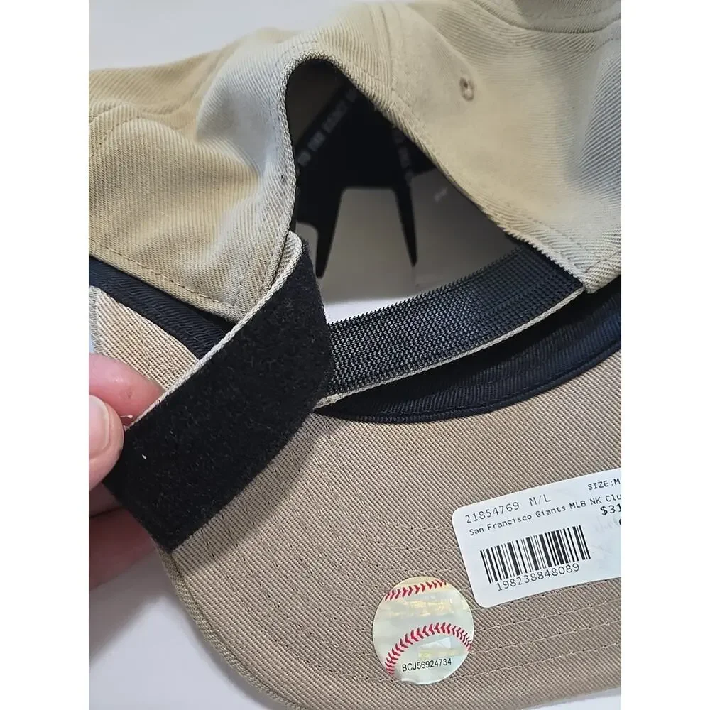 Nike San Francisco Giants Khaki Club Cap Adjustable Hat Cap Size M/L Structure - Picture 8 of 10